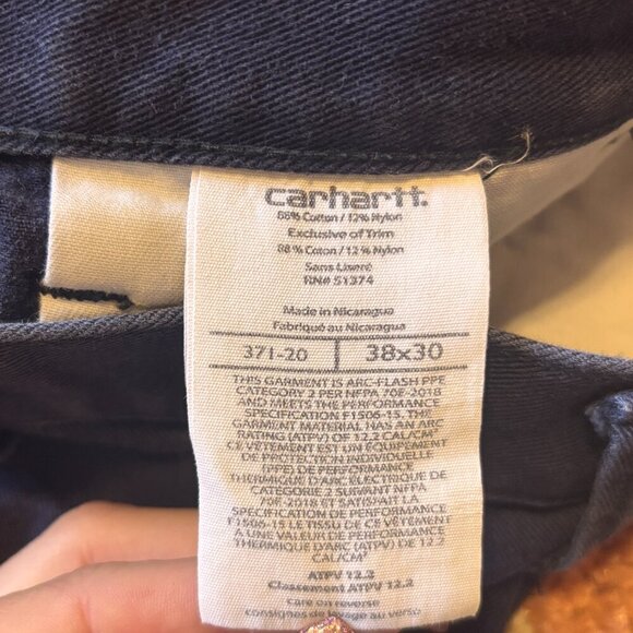 Carhartt Mens Trousers Navy Blue W38 L30 Flame Resistant CAT 2 Work Pants 371-20 - Picture 6 of 8